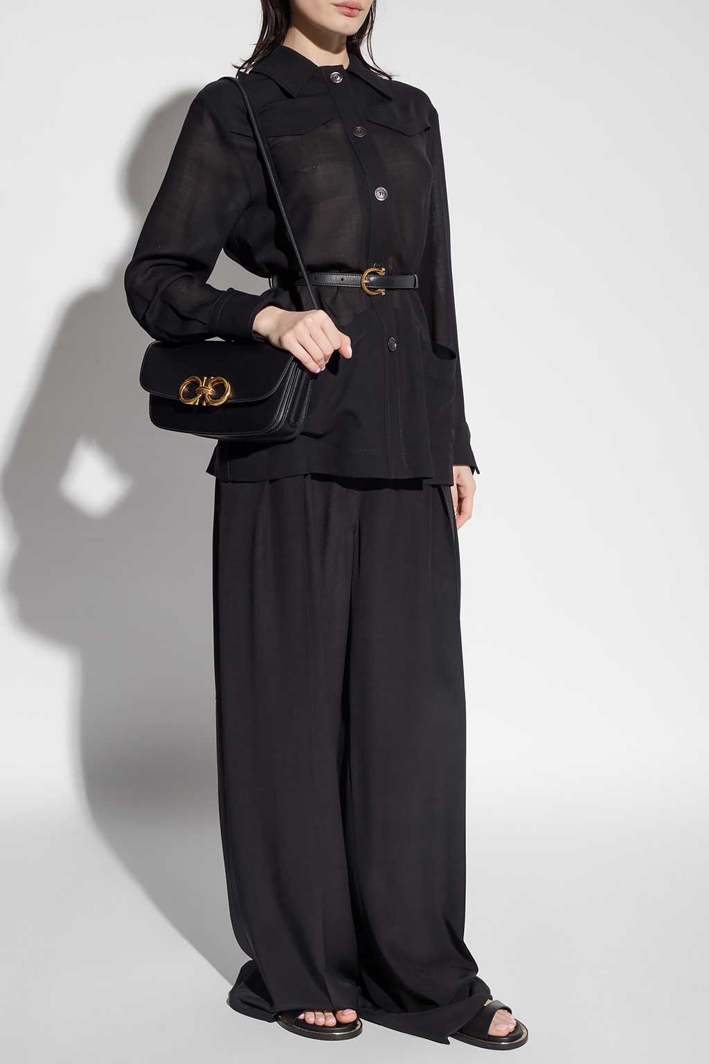 SALVATORE FERRAGAMO Leather Pumps - Black Shirt with pockets SALVATORE FERRAGAMO Leather Pumps - Black Shirt with pockets